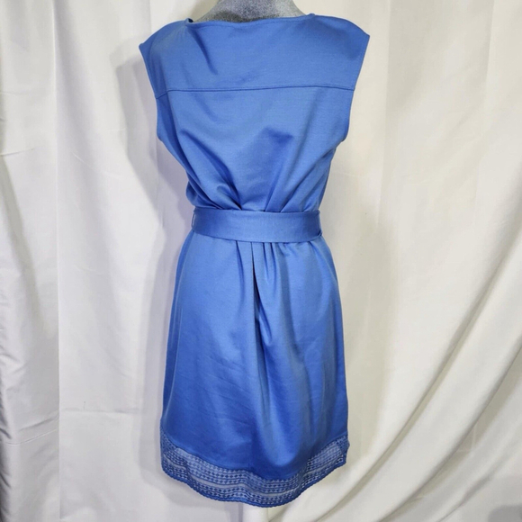 Ann Taylor Dress Womens M Blue Sleeveless Belted Dress - Picture 4 of 13